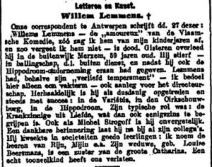 Newspaper article: Obituary of Willem Lemmens